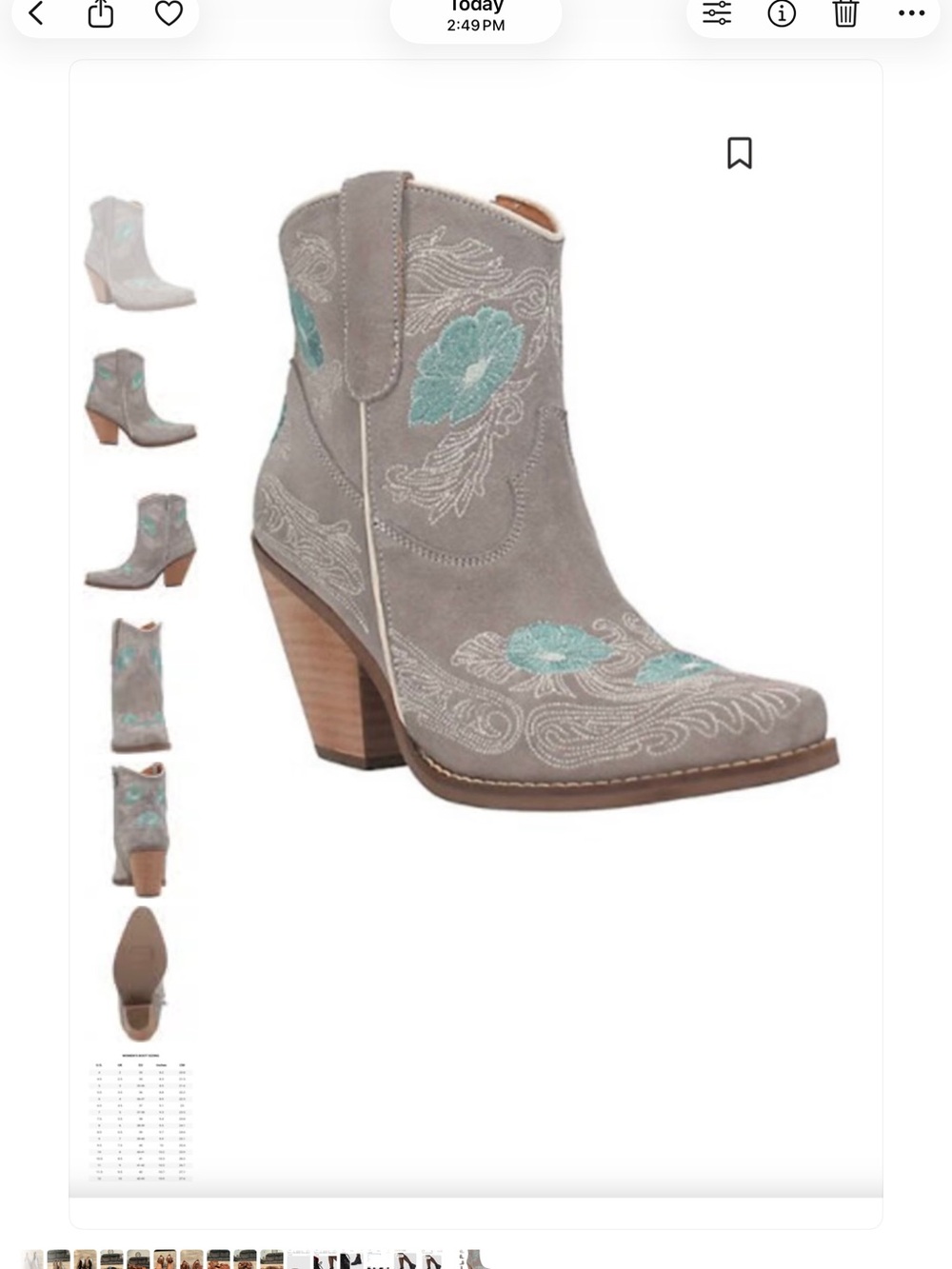 Dingo Suede Western Ankle Boots with Teal Floral Embroidery - Women